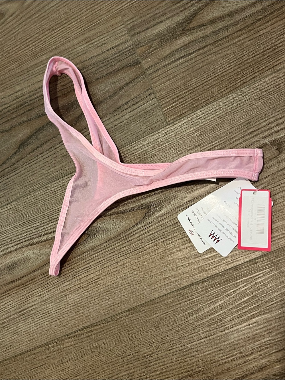 NWT Wicked Weasel Pink Mesh Thong Bikini XL